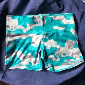 Camouflage teal Adidas workout shorts